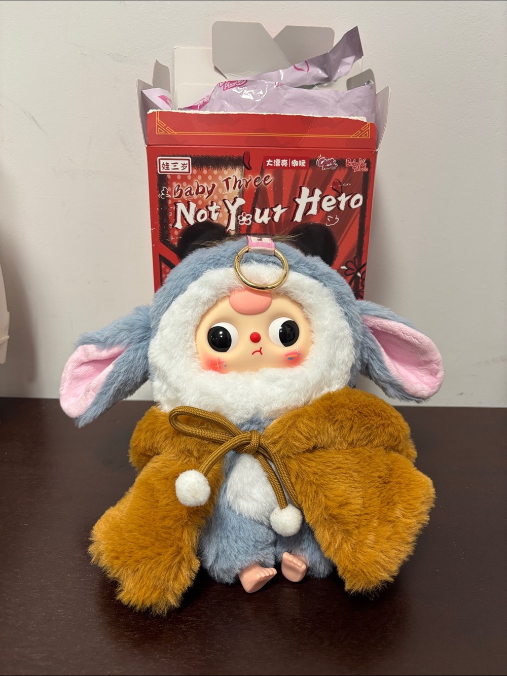 Baby Three Not your hero- Blue, White & Brown Cute Character